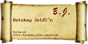 Betskey Jolán névjegykártya